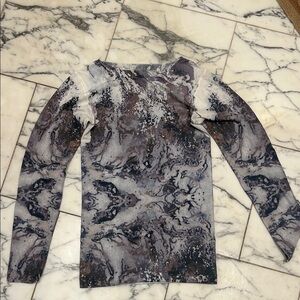 AMB Second Skin one size great layering option Marble Print Long Sleeve Top
